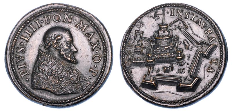 STATO PONTIFICIO. PIO IV (Gian Angelo Medici), 1559-1565. Medaglia in bronzo. Nuove fortificazioni di Castel Sant’Angelo.  - Auction Numismatics - Medals and popes - II - Cambi Casa d'Aste