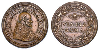 Stato Pontificio. Pio IV (gian Angelo Medici), 1559-1565. Medaglia in Bronzo. Costruzione della V...