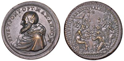 Stato Pontificio. Pio V (antonio Ghislieri), 1566-1572. Medaglia in Bronzo 1571/a. Vi. Dedicazion...