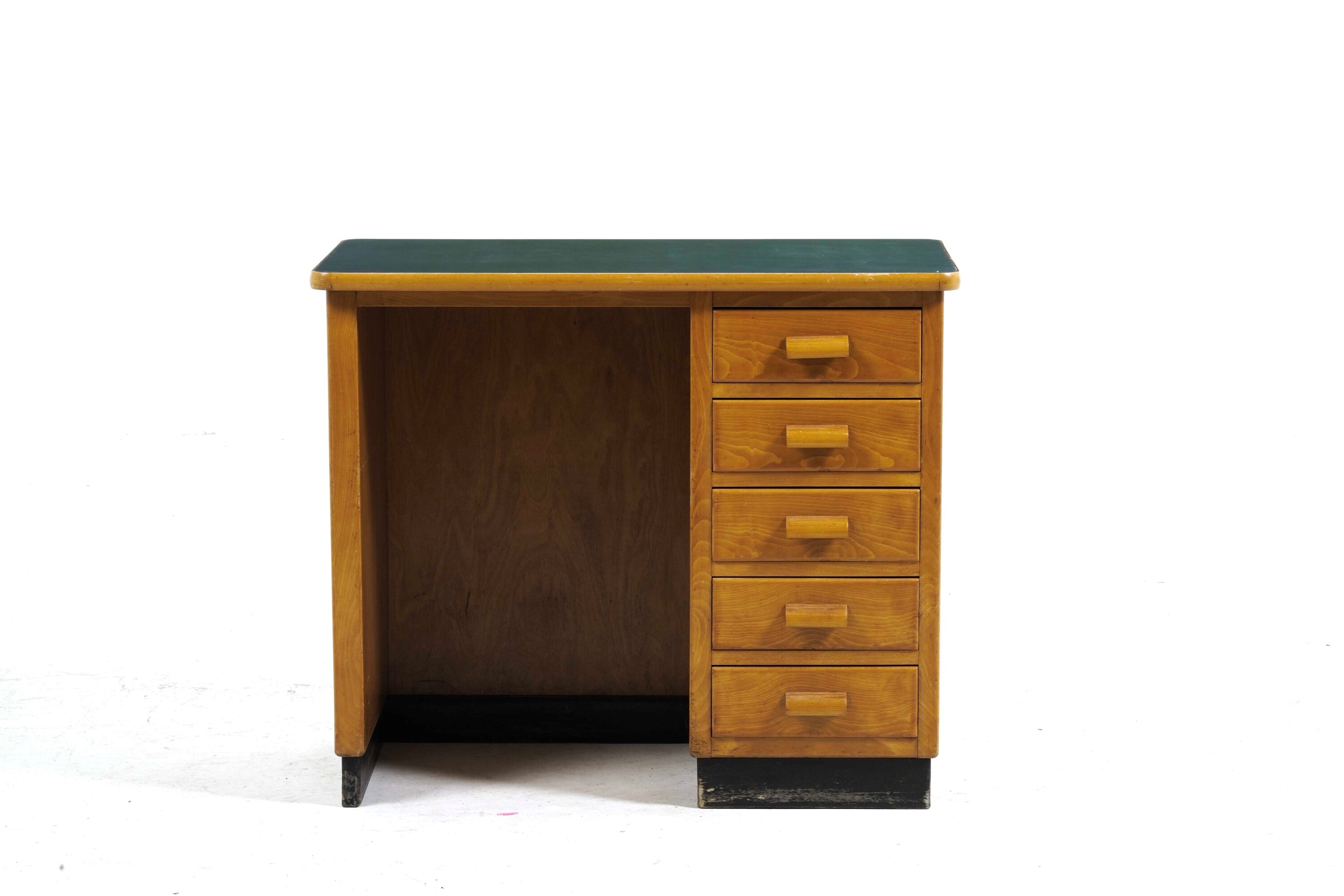 Coppia Piccole Scrivanie in Legno Chiaro a 5 Cassetti