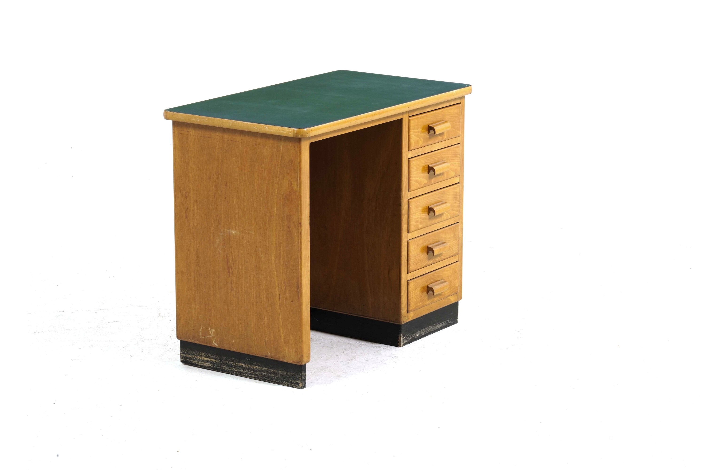 Coppia Piccole Scrivanie in Legno Chiaro a 5 Cassetti
