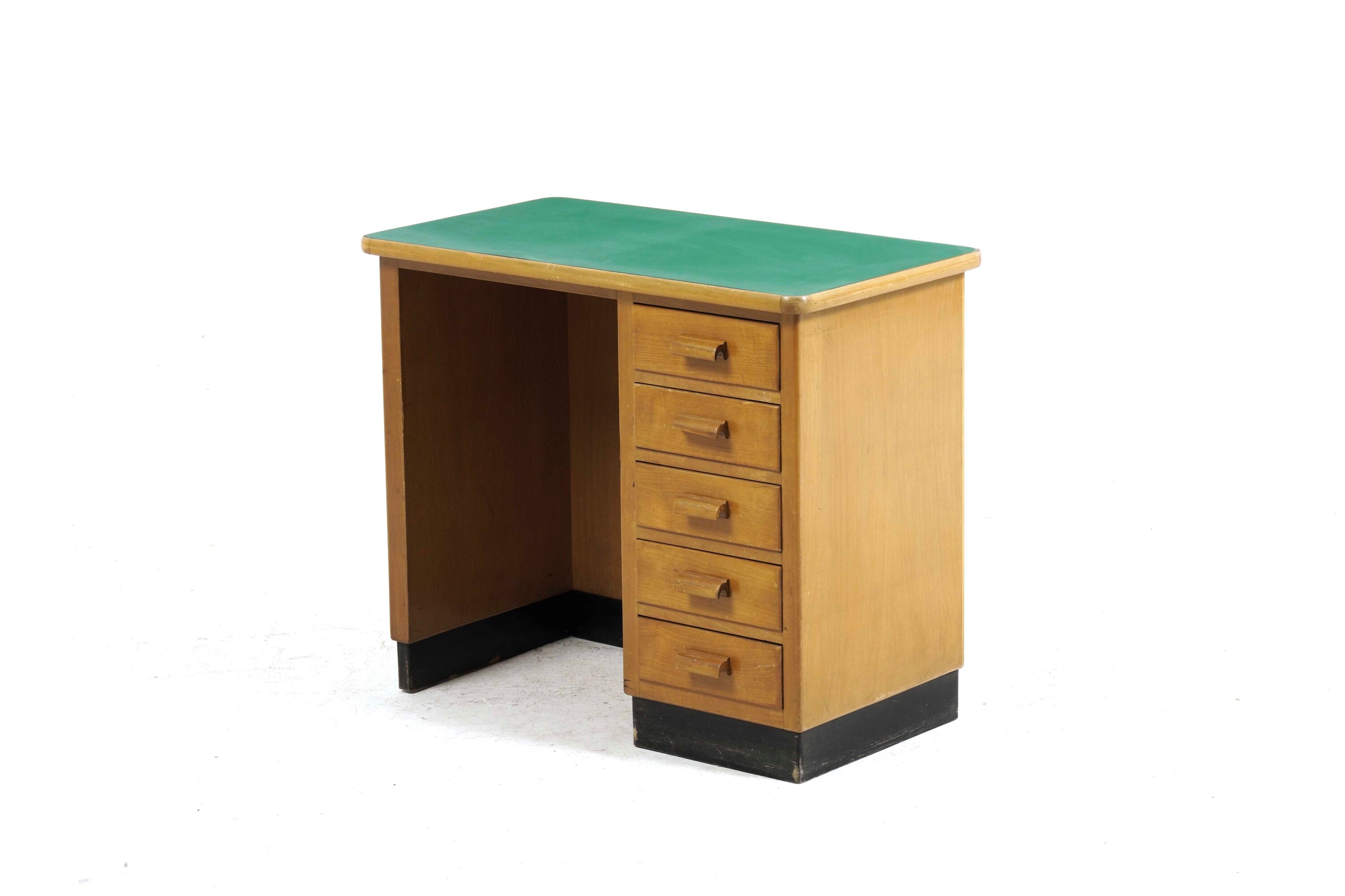 Coppia Piccole Scrivanie in Legno Chiaro a 5 Cassetti
