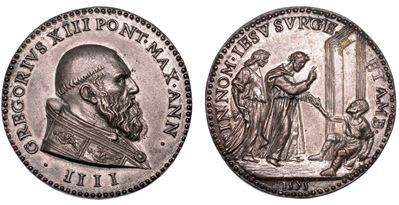 Stato Pontificio Gregorio XIII (ugo Boncompagni), 1572-1585 Medaglia in Bronzo Argentato 1575/a. ...