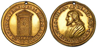 Stato Pontificio Gregorio XIII (ugo Boncompagni), 1572-1585 Medaglia in Bronzo Dorato 1575 (a. II...