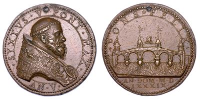Stato Pontificio. Sisto V (felice Peretti), 1585-1590. Medaglia in Bronzo 1589/a. V. Costruzione ...