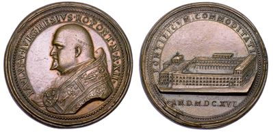 Stato Pontificio. Paolo V (camillo Borghese), 1605-1621. Medaglia Annuale in Bronzo 1616/a. XII. ...