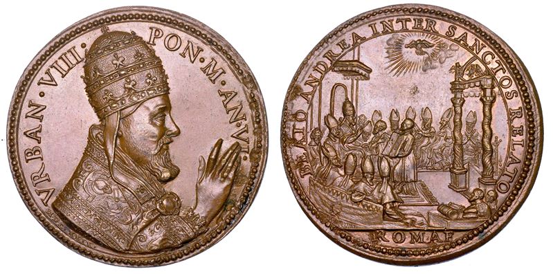 STATO PONTIFICIO. URBANO VIII (Maffeo Barberini), 1623-1644. Medaglia annuale in bronzo 1629/A. VI. Canonizzazione di Andrea Corsini.  - Auction Numismatics - Medals and popes - II - Cambi Casa d'Aste