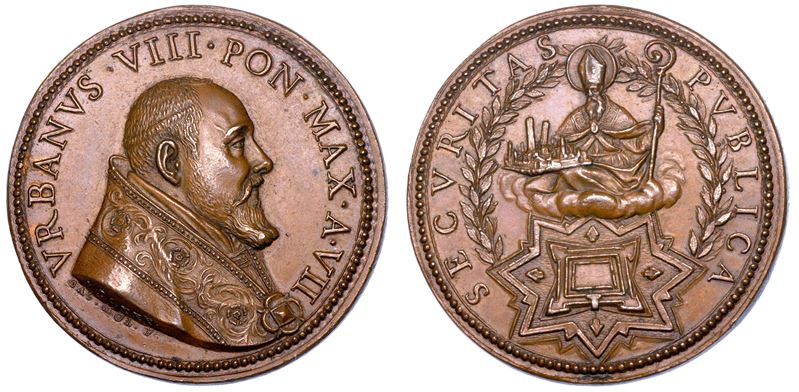 STATO PONTIFICIO. URBANO VIII (Maffeo Barberini), 1623-1644. Medaglia annuale in bronzo 1630/A. VII. Costruzione del Forte Urbano a Castelfranco Emilia.  - Auction Numismatics - Medals and popes - II - Cambi Casa d'Aste