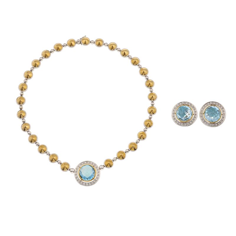 Blue topaz, diamond and gold demi-parure  - Auction Fine Jewellery - Cambi Casa d'Aste