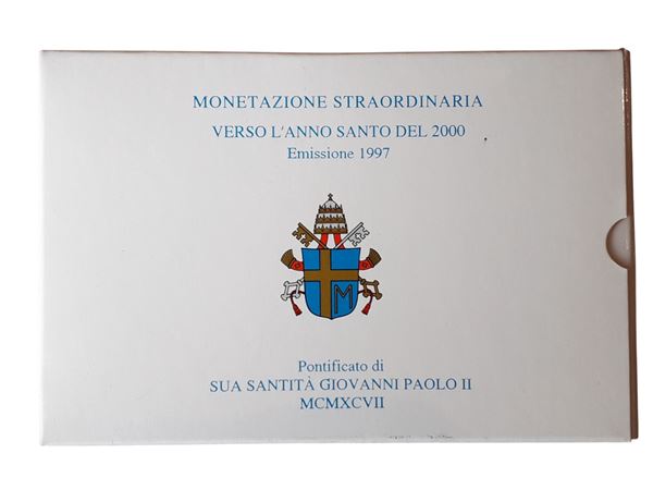 Vaticano 1997: dittico celebrativo 10.000 + 10.000 Lire in argento Fondo Specchio “Verso l’Anno Santo del 2000”. 