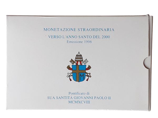 Vaticano 1998: dittico celebrativo 10.000 + 10.000 Lire in argento Fondo Specchio “Verso l’Anno Santo del 2000”. 