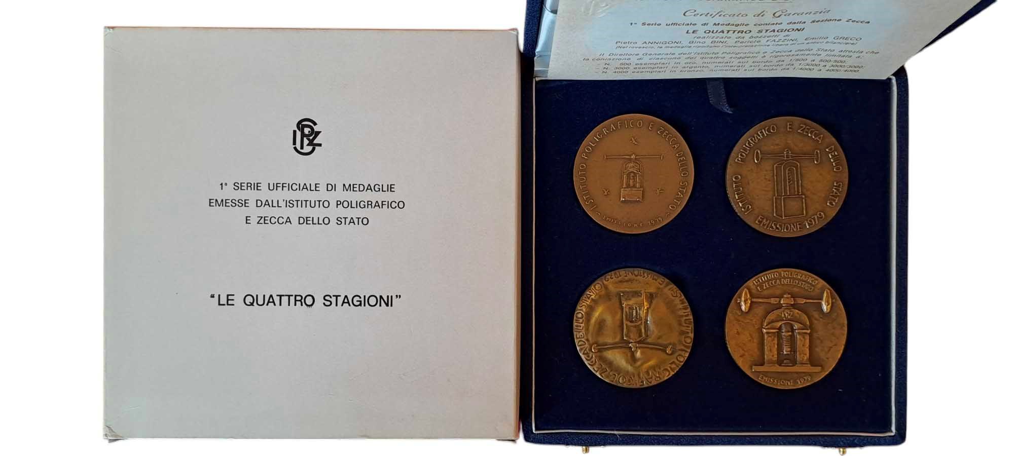 Italia, Set di 4 Medaglie in Bronzo - 'Le Quattro Stagioni', 1979