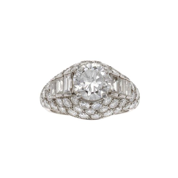 Brilliant-cut diamond weighing 1.75 carats and platinum ring
