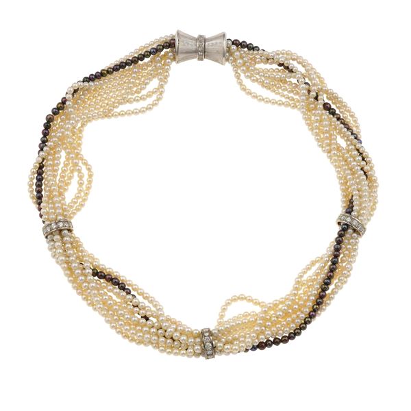 Collana a più fili con perle bicolor