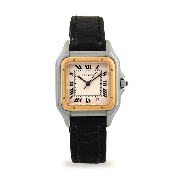 Cartier - Panthère ref 1100 in steel and gold, silvered dial with Roman numerals, with box and guarantee, circa 1995
