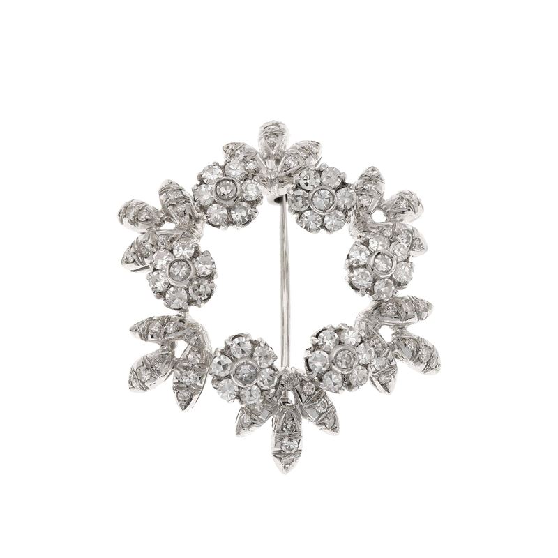 Diamond and gold brooch  - Auction Fine Jewellery - Cambi Casa d'Aste