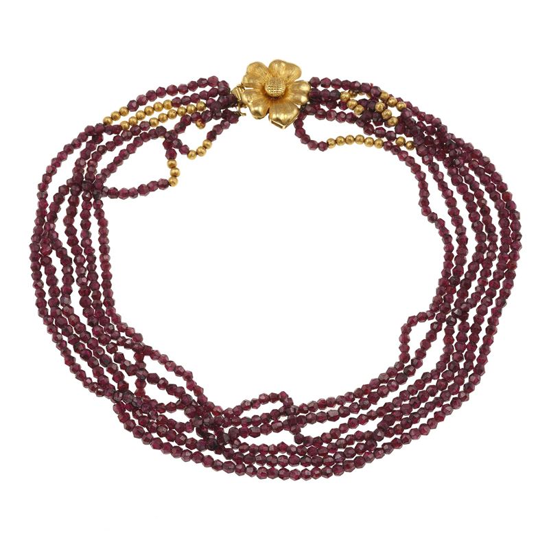 Garnet and gold necklace. Damages  - Auction Fine Jewellery - Cambi Casa d'Aste