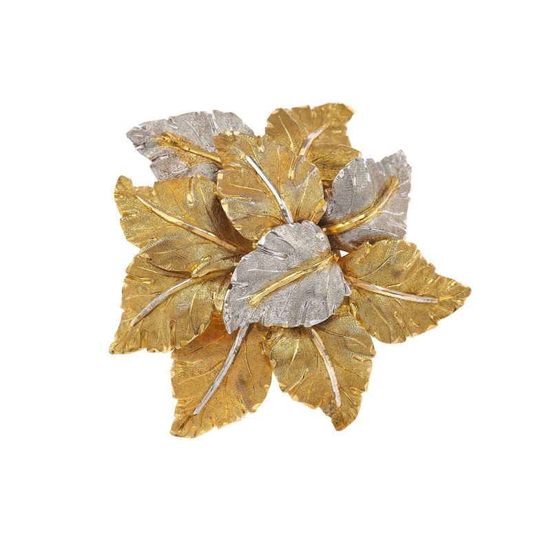 Three-color gold brooch  - Auction Fine Jewellery - Cambi Casa d'Aste