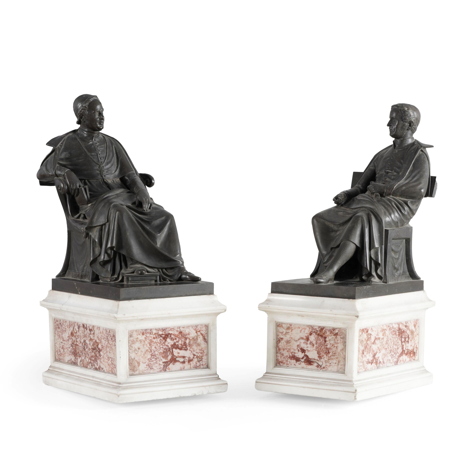 Fonditore del XIX secolo, Pio IX e il Cardinale Giacomo Antonelli, bronzo brunito
