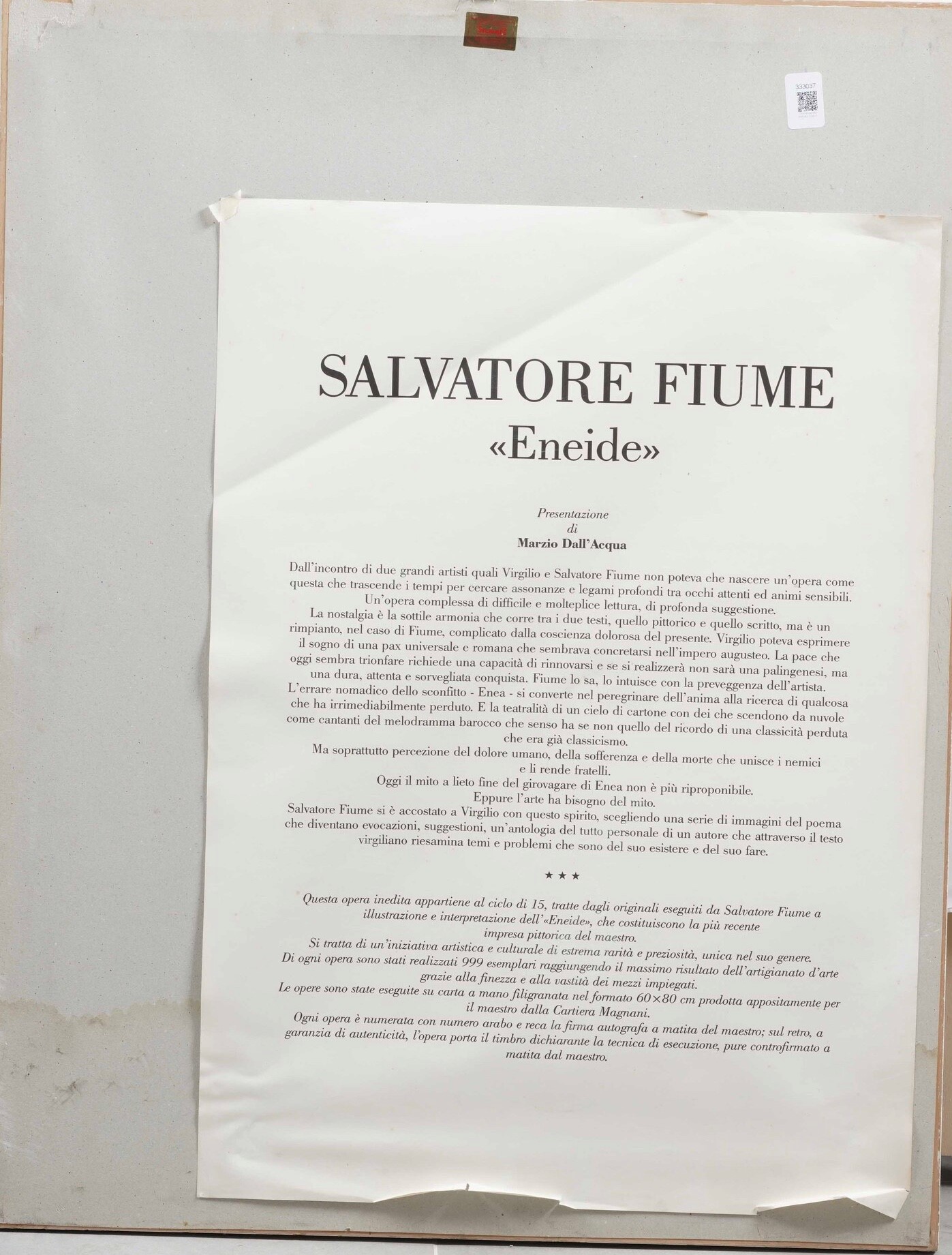 Salvatore Fiume - Dall'“Eneide” (multiplo) numerato 947/999