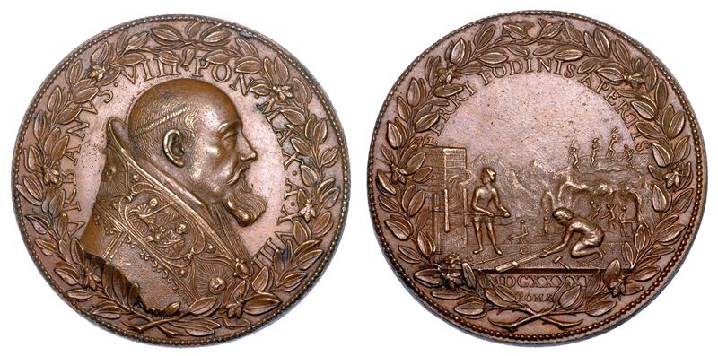 STATO PONTIFICIO. URBANO VIII (Maffeo Barberini), 1623-1644. Medaglia annuale in bronzo 1641/A. XVIII. Le ferriere sul Monte Leone.  - Auction Numismatics - Medals and popes - II - Cambi Casa d'Aste