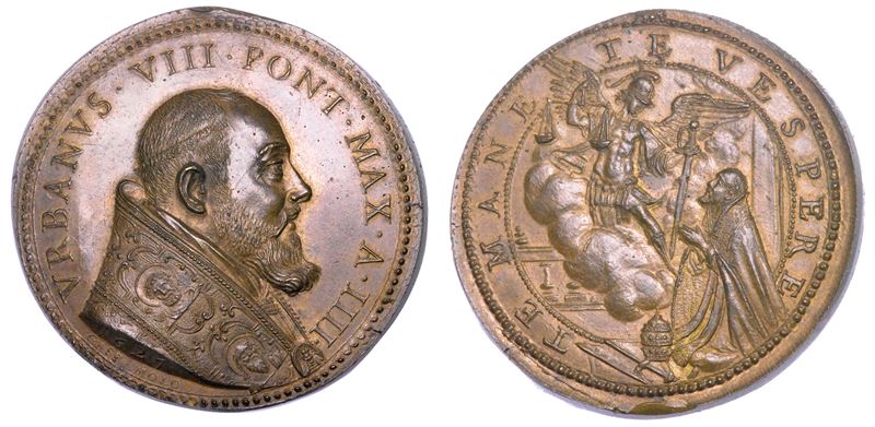 STATO PONTIFICIO. URBANO VIII (Maffeo Barberini), 1623-1644. Medaglia in bronzo 1627/A. IIII. Terzo anniversario dell’incoronazione.  - Auction Numismatics - Medals and popes - II - Cambi Casa d'Aste