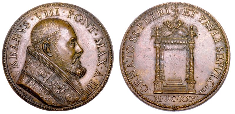 STATO PONTIFICIO. URBANO VIII (Maffeo Barberini), 1623-1644. Medaglia in bronzo 1626/A. IIII. Il baldacchino del Bernini.  - Auction Numismatics - Medals and popes - II - Cambi Casa d'Aste