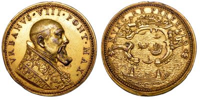 Stato Pontificio. Urbano VIII (maffeo Barberini), 1623-1644. Medaglia Annuale (?) in Bronzo Dorat...