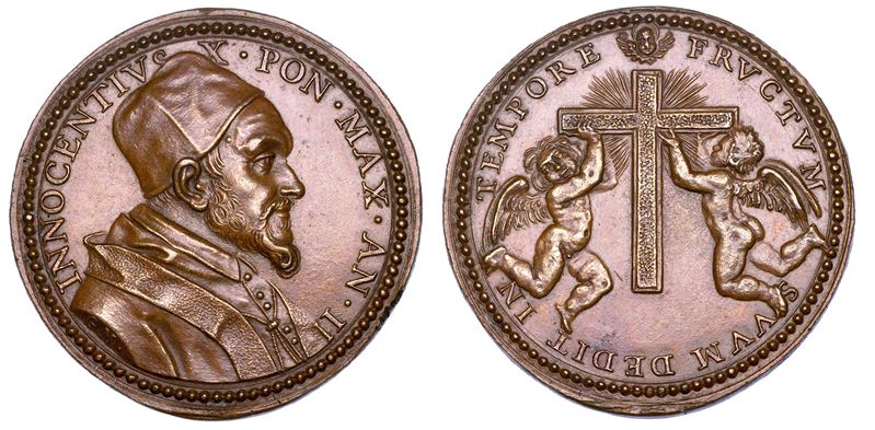 STATO PONTIFICIO. INNOCENZO X (Giovanni Battista Pamphilj), 1644-1655. Medaglia in bronzo A. II.  - Auction Numismatics - Medals and popes - II - Cambi Casa d'Aste