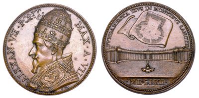 Stato Pontificio. Alessandro VII (fabio Chigi), 1655-1667. Medaglia Annuale in Bronzo 1661/a. VII...