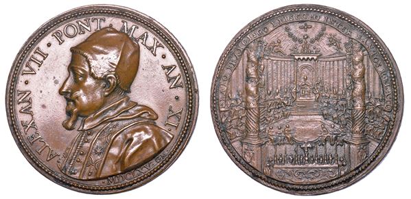 STATO PONTIFICIO. ALESSANDRO VII (Fabio Chigi), 1655-1667. Medaglia annuale in bronzo 1665/A. XI. Canonizzazione di Francesco di Sales.