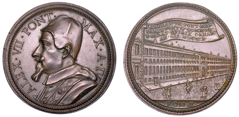 STATO PONTIFICIO. ALESSANDRO VII (Fabio Chigi), 1655-1667. Medaglia annuale in bronzo 1659/A. IV. Costruzione del Palazzo del Quirinale.  - Auction Numismatics - Medals and popes - II - Cambi Casa d'Aste