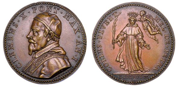 STATO PONTIFICIO. CLEMENTE X (Emilio Altieri),  1670-1676. Medaglia in bronzo A. I. Elezione e Incoronazione.
