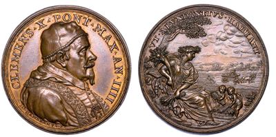 Stato Pontificio. Clemente X (emilio Altieri), 1670-1676. Medaglia in Bronzo 1673/a. Iiii. Provvi...