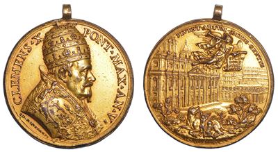 Stato Pontificio. Clemente X (emilio Altieri), 1670-1676. Medaglia in Bronzo Dorato 1674/a. V. pe...