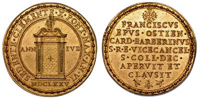 Stato Pontificio. Clemente X (emilio Altieri), 1670-1676. Medaglia in Bronzo Dorato 1675/a. Vi. A...