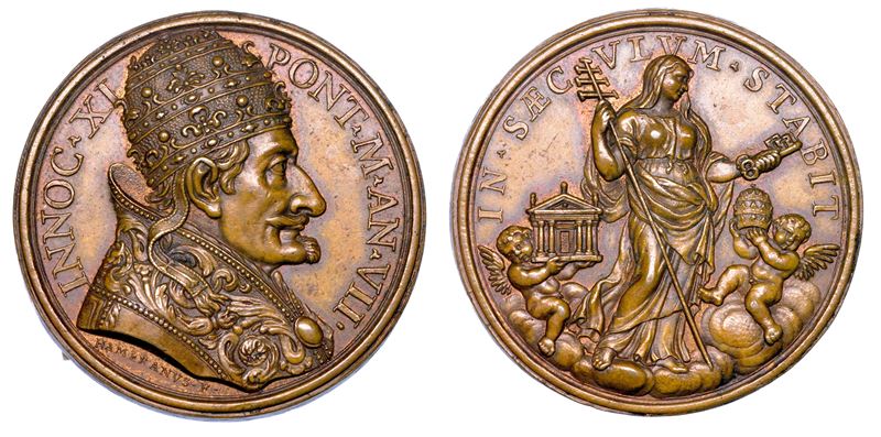STATO PONTIFICIO. INNOCENZO XI (Benedetto Odescalchi di Como), 1676-1689. Medaglia annuale in bronzo A. VII (1683). Acuirsi dei contrasti tra la Chiesa di Roma e quella di Francia.  - Auction Numismatics - Medals and popes - II - Cambi Casa d'Aste