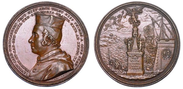 STATO PONTIFICIO. LUIGI PORTOCARRERO (Cardinale e Viceré di Sicilia), 1629-1709. Medaglia in bronzo 1678. Omaggio a Luigi Portocarrero.