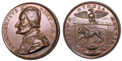 Stato Pontificio. Innocenzo XI (benedetto Odescalchi), 1676-1689. Medaglia in Bronzo (1679/a. III...