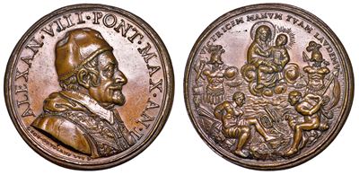 Stato Pontificio. Alessandro VIII (pietro Ottoboni), 1689-1691. Medaglia in Bronzo A. i (1690). V...