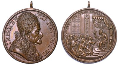 Stato Pontificio. Innocenzo XII (antonio Pignatelli), 1691–1700. Medaglia Annuale in Bronzo 1697/...