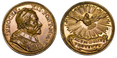 Stato Pontificio. Innocenzo XII (antonio Pignatelli), 1691–1700. Medaglia in Bronzo 1691. Elezion...