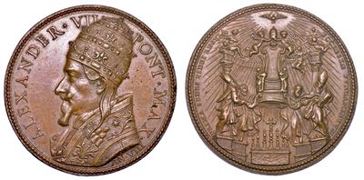 Stato Pontificio. Alessandro VII, (fabio Chigi), 1655-1667. Medaglia Annuale in Bronzo A. VIII (1...