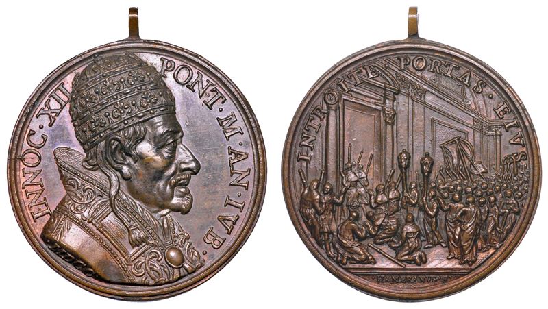 STATO PONTIFICIO. INNOCENZO XII (Antonio Pignatelli), 1691–1700. Medaglia annuale in bronzo 1700/A. IX. (A.Jub). Celebrazione del Giubileo.  - Auction Numismatics - Medals and popes - II - Cambi Casa d'Aste