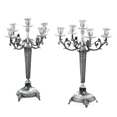 Argenteria Milanese del XX Secolo. Argentiere G. Tadiello Coppia di Candelabri