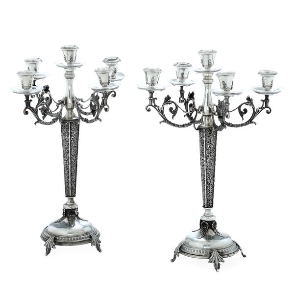 Argenteria milanese del XX secolo. Argentiere G. Tadiello Coppia di candelabri
