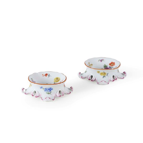 Coppia di saliere. Meissen, XIX secolo.