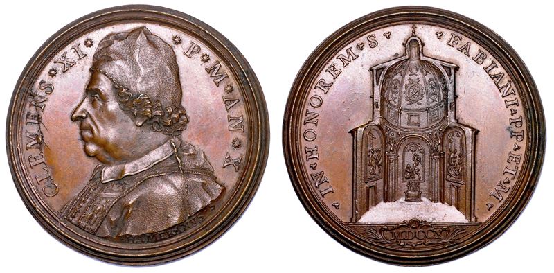 STATO PONTIFICIO. CLEMENTE XI (Giovanni Francesco Albani), 1700-1721. Medaglia annuale in bronzo 1710/A. X. La Cappella Albani.  - Auction Numismatics - Medals and popes - II - Cambi Casa d'Aste