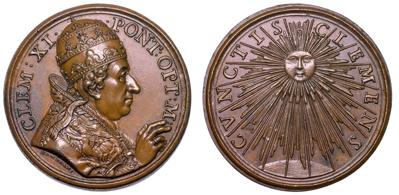 STATO PONTIFICIO. CLEMENTE XI (Giovanni Francesco Albani), 1700-1721. Medaglia in bronzo (1700/A. I). Elezione al Pontificato.  - Auction Numismatics - Medals and popes - II - Cambi Casa d'Aste