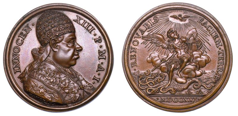 STATO PONTIFICIO. INNOCENZO XIII (Michelangelo Conti), 1721-1724. Medaglia in bronzo 1721/A. I. Possesso della Basilica Lateranense.  - Auction Numismatics - Medals and popes - II - Cambi Casa d'Aste
